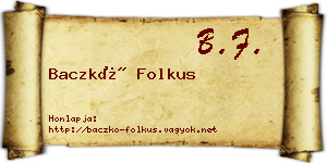Baczkó Folkus névjegykártya